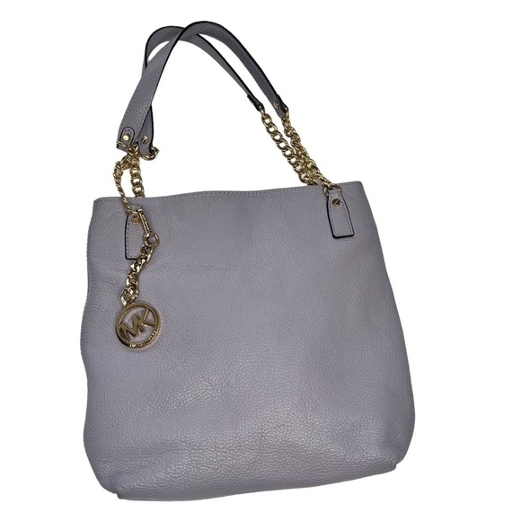 MICHAEL KORS Jet Set Gold Chain Straps Lilac Pebble Leather Shoulder Bag - Picture 1 of 16